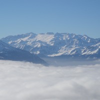 Le massif de la Maladetta et l'Aneto depuis la terassse plein sud