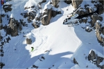 Xavier De Le Rue tout au sommet de son run (photo : Philippe Fragnol/freerideworldtour.com)
