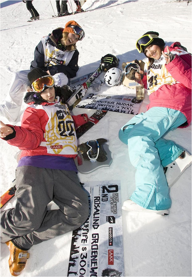 Le podium femmes du half-pipe.