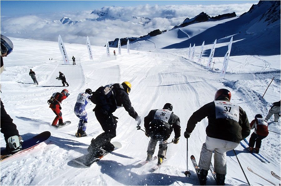 La ligne de d&eacute;part au sommet du glacier, en 2003.