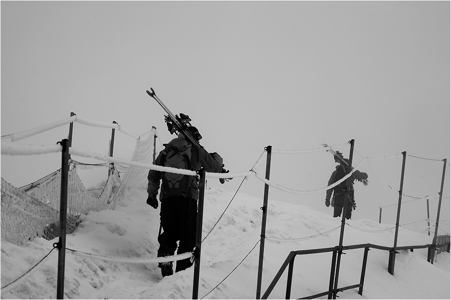A l'arriv&eacute;e de la benne de l'Helbronner.