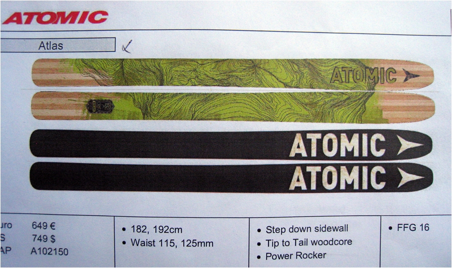 Atomic : l'Atlas, nouveaut&eacute; visible seulement sur le workbook. C'est le plus large de la gamme. 