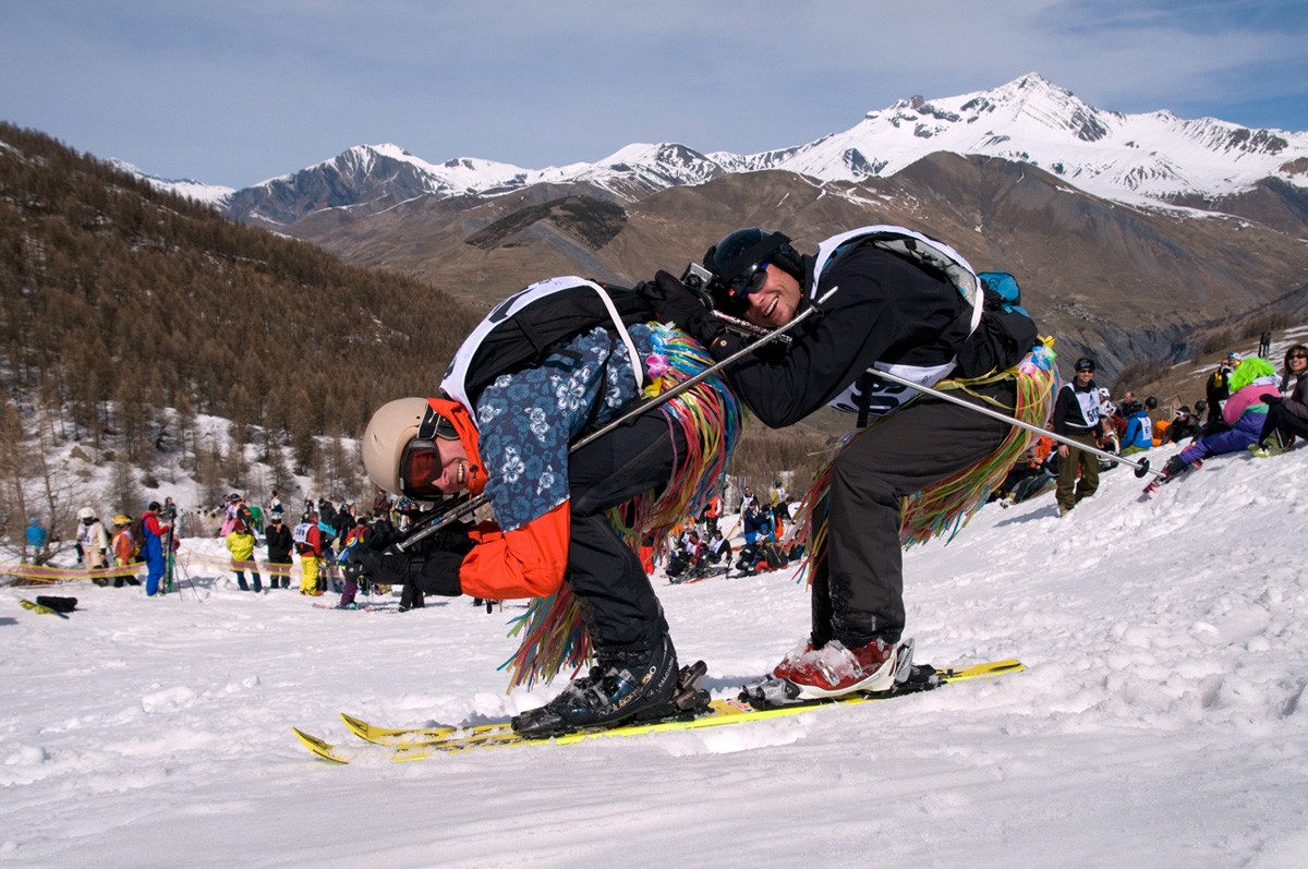 Guillaume et Bruno en ski-tandem.