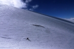 Dans la montée du Lonquimay, des nuages au sommet qui faisaient le yoyo ont bien joué avec nos nerfs... pour s'effacer complètement pour la descente.