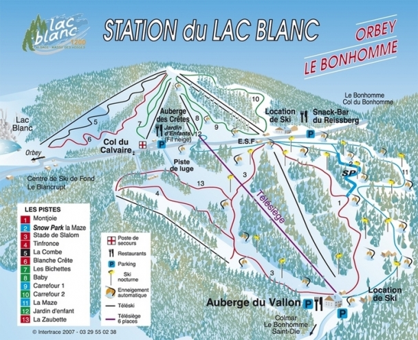 plan des pistes Le Lac Blanc