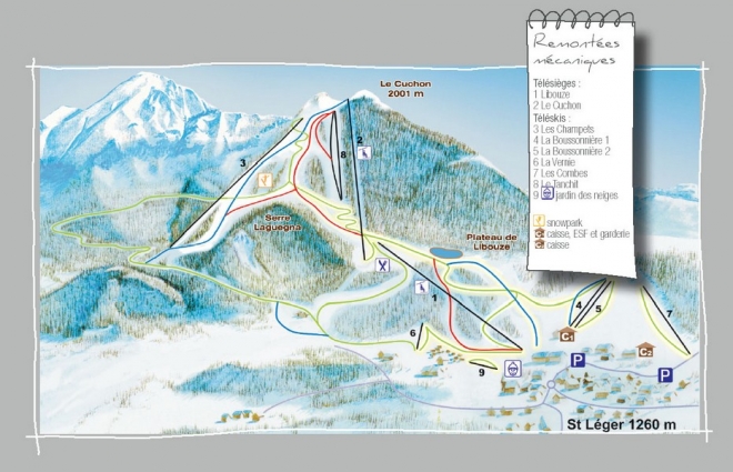 plan des pistes St L&eacute;ger-les-M&eacute;l&egrave;zes