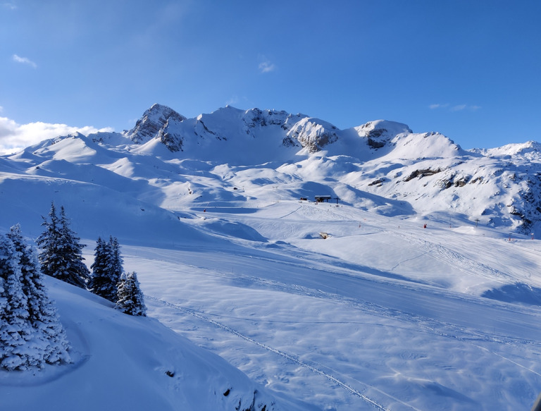 Journée ensoleillée et neige fraîche 