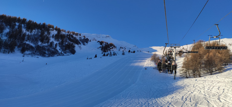 Piste damées, poudre croûtée