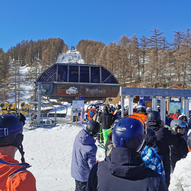 Praloup: démarrage du Peguieou vers la Foux d'Allos