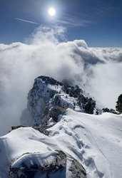 Déjeuner poudreux sur un Chamechaude nébuleux 