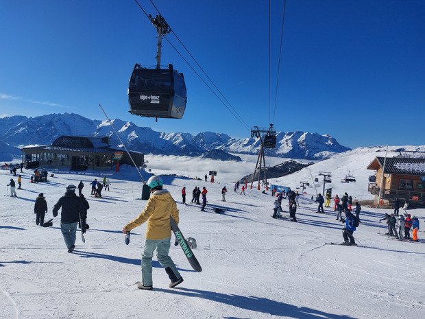 Alpe d'Huez : zen au soleil mais neige dure 