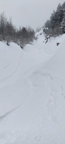 Gavage dans le couloir Nord du Mont Margeriaz 