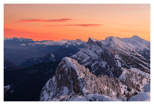 Moucherotte, joli coucher de soleil mais neige immonde