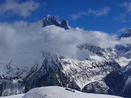 Apr&egrave;s midi sympa entre Fl&eacute;g&egrave;re et Brevent avec vue sur le mont Blanc, mais plus de hors piste! 