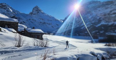 Ski de fond au dessus de Bonneval S/Arc en Maurienne (73) belle journ&eacute;e d'hiver 