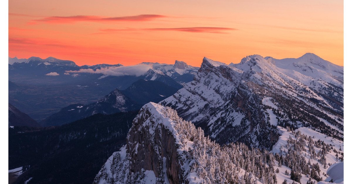 Moucherotte, joli coucher de soleil mais neige immonde