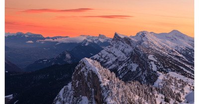 Moucherotte, joli coucher de soleil mais neige immonde