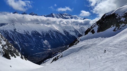 Apr&egrave;s midi sympa entre Fl&eacute;g&egrave;re et Brevent avec vue sur le mont Blanc, mais plus de hors piste! 