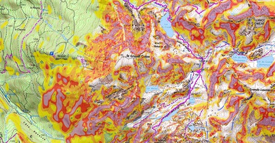 Avalanches, cartes et pentes &agrave; 30&deg;