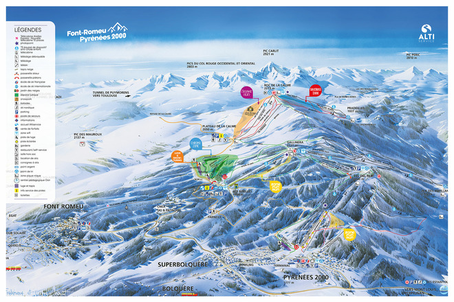plan des pistes Font-Romeu - Pyrénées2000