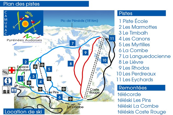 plan des pistes Camurac